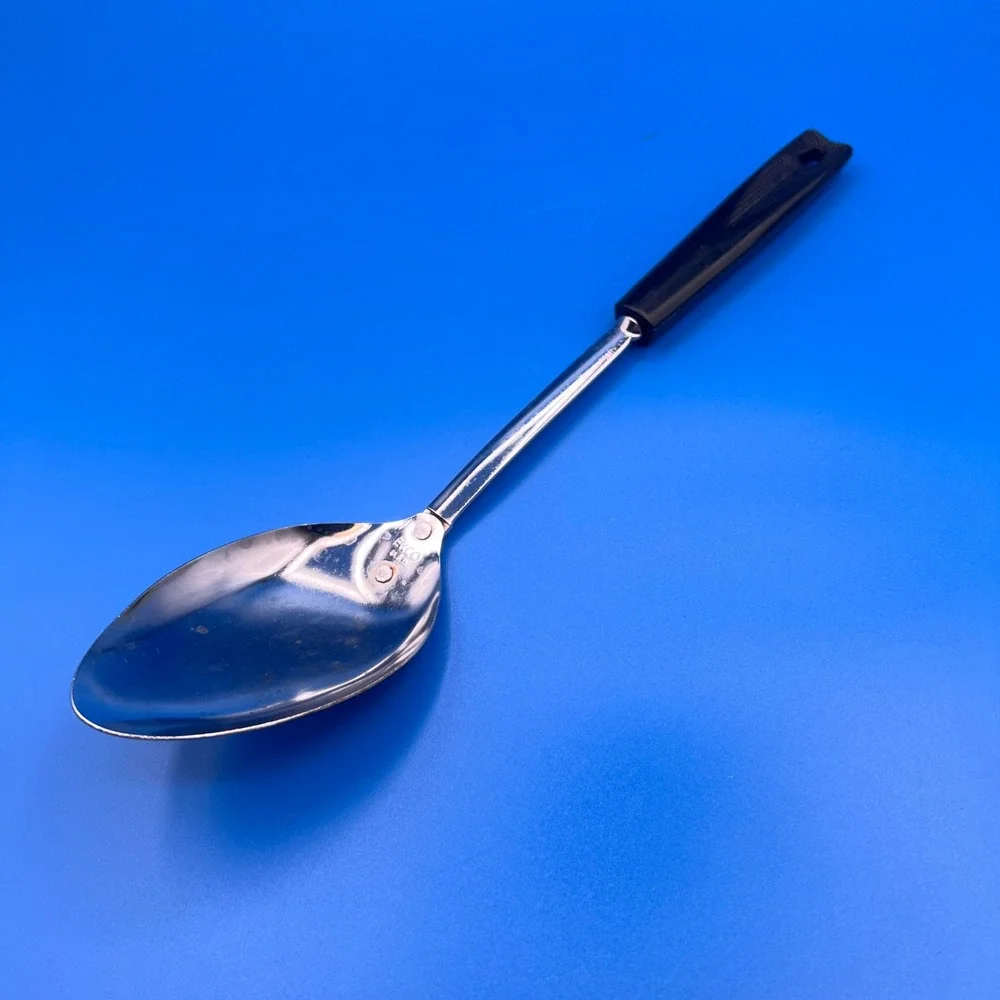 EKCO USA Vintage Basting Spoon Stainless Steel Black Handle 11.75 Inch Utility